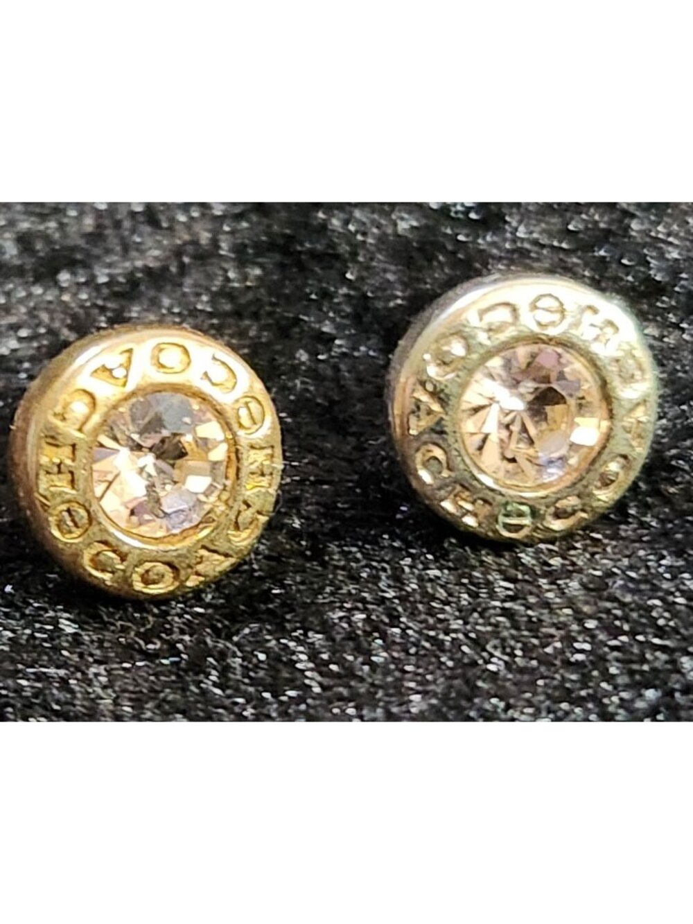 Coach New York Gold-Tone Circle Stud Earrings With Blush Crystal